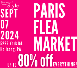 The most anticipated outdoor Paris Flea Market is just around the corner, so mark your calendars and find your favorite treasure! You'll find fabulous finds from overstocks to slightly damaged inventory (some of my personal favorites!) and special markdowns throughout the entire retail store as well! Join in the hunting and gathering and claim your best deal early! Lots of fans and friends will be here and a full house of Black-eyed Susan experts (Susan too!) will be on hand to help you with #ohsosusan steals. It's a once in a year event, always a must attend! Outdoor Flea Market and indoor Retail inventory will include all categories including past season, art, mirrors, furniture, accessories,rugs and floral. 50-80% off Flea Market (two tents and rear warehouse); 20-40% off Retail Floor + special markdowns! It's a once a year gala you won't want to miss. Hours 9:00 am-4:00 pm. I'll be waiting!